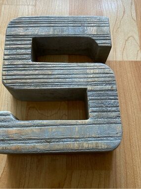 Large Decorative Letter S - Textured Gray Wood Look